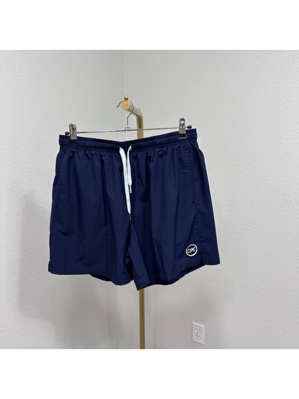 Cove USA Navy Linerless Board Shorts 5"  Drawstring Waist Swim Trunks Mens sz 36